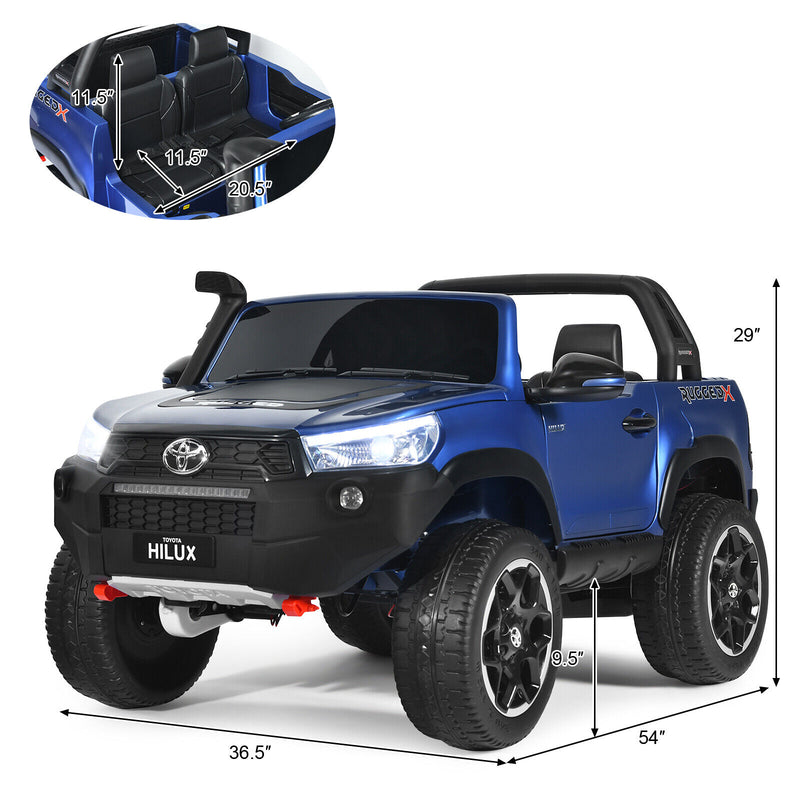 Licensed Toyota Hilux Ride On Truck Car - 2-Seater 4WD with Remote Control - Blue