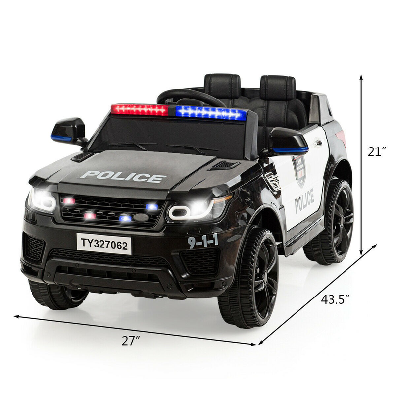 Electric Bluetooth Ride On Police Car for Kids with Remote Control - 12V