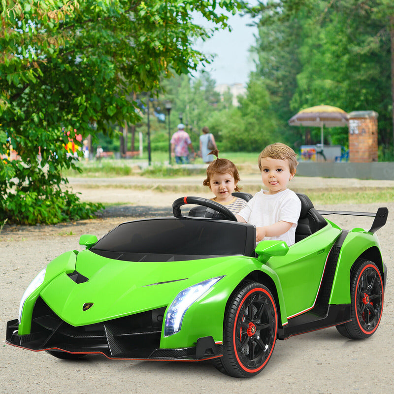 Licensed 12V Lamborghini Kids Ride On Car with RC & Swing Function - Green, 2-Seater