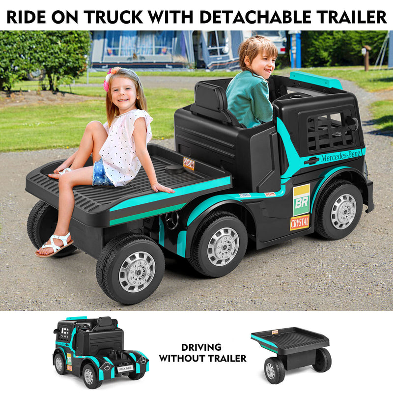 12V10AH Battery Powered Kids Ride On Truck with Trailer and Remote Control