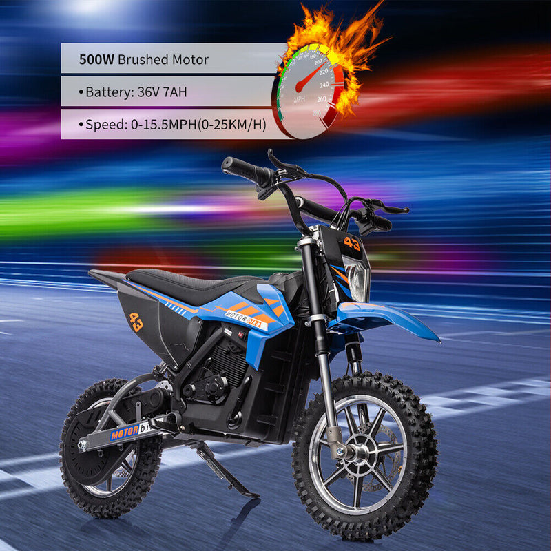 350W 500W Electric Dirt Bike for Kids with Variable Speed and LED Ligh