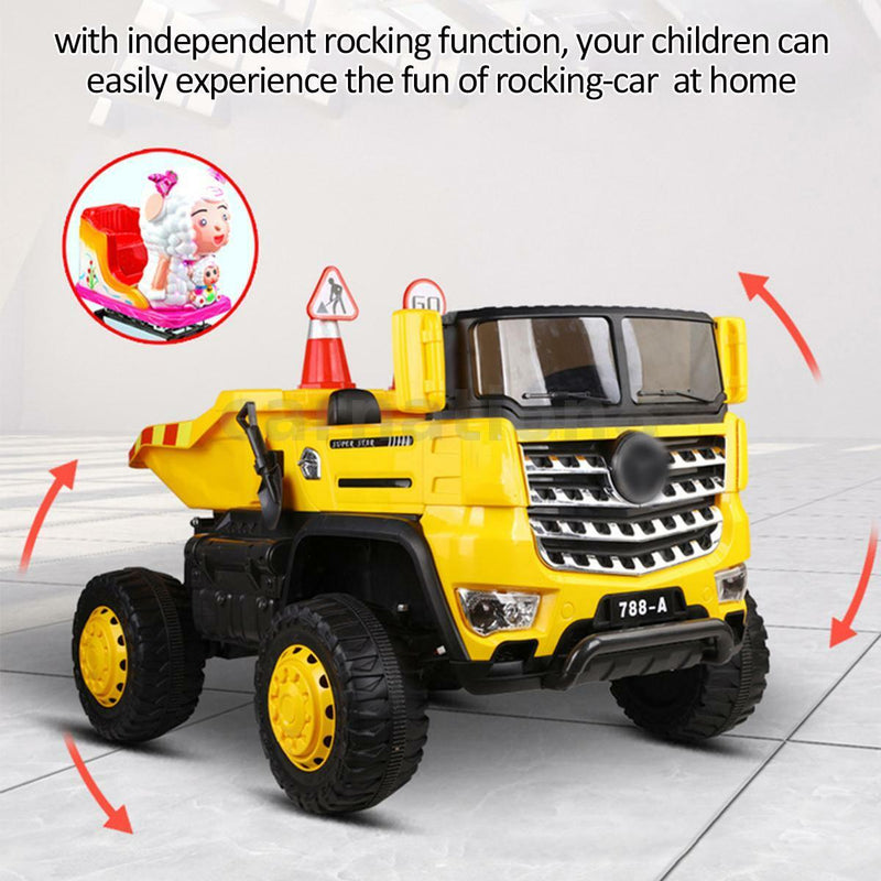 12V Four-wheel Drive Construction Truck 2.4G Remote Control/App Control Children's Electric Ride On Vehicle