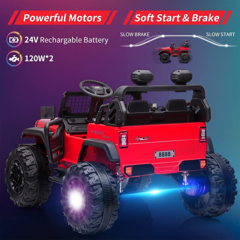 Large Seat 2-Seater Ride-On Truck for Kids with Remote Control - Red Color, 24V