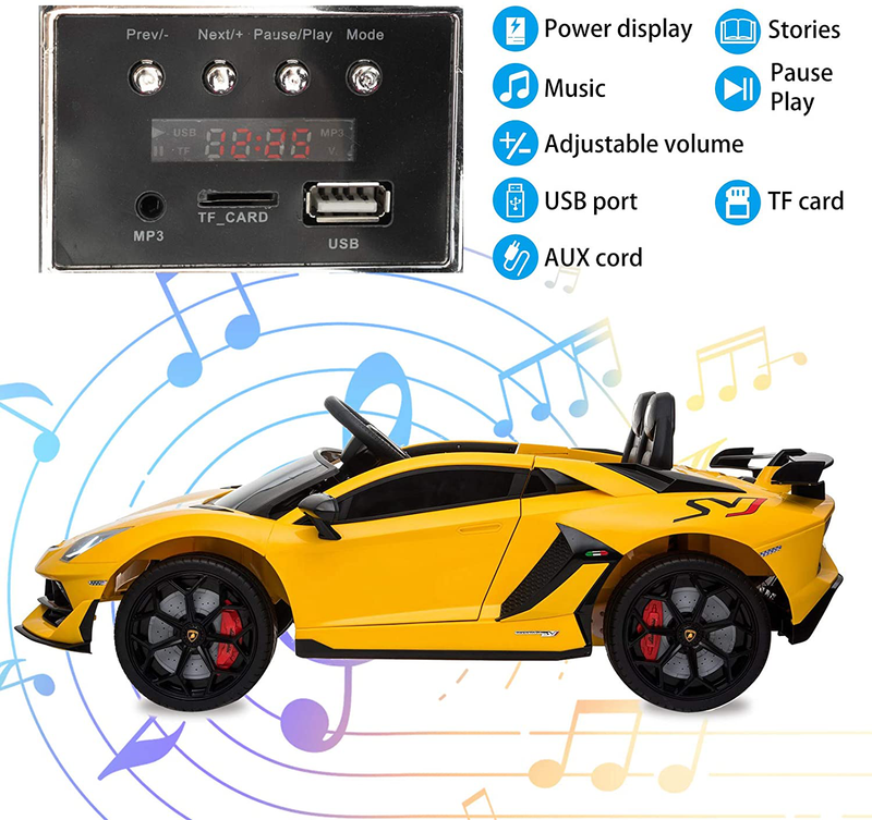 Uenjoy 12V Children's Electric Ride-On Car Lamborghini Aventador SVJ Powered Toy