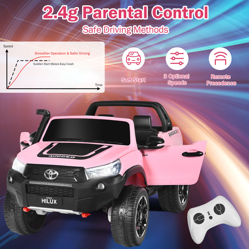 2-Seater 4WD Toyota Hilux Ride On Truck Car with Remote Control - Pink