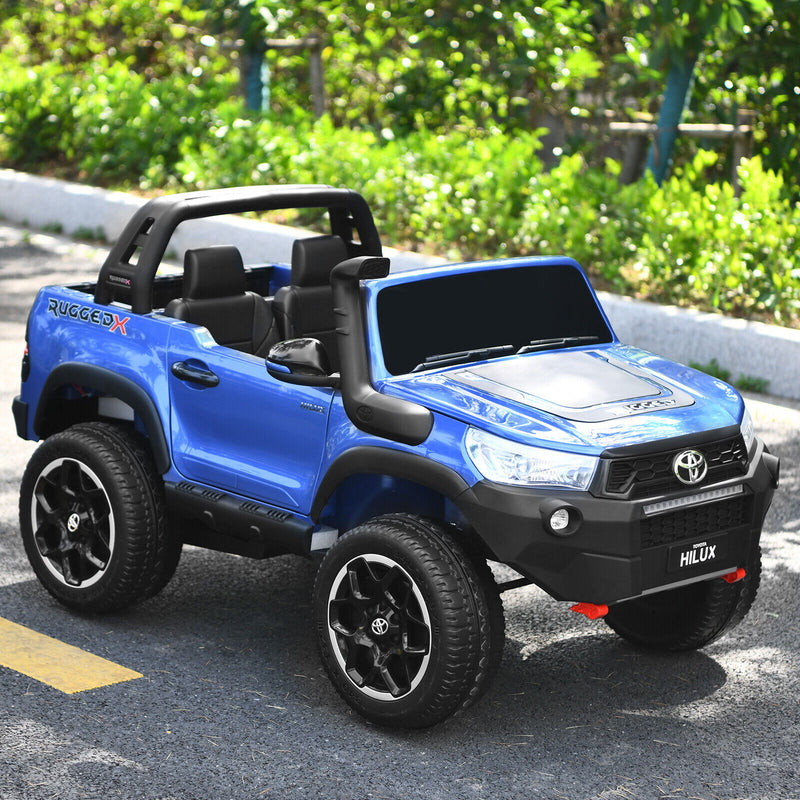 Licensed Toyota Hilux Ride On Truck Car - 2-Seater 4WD with Remote Control - Blue