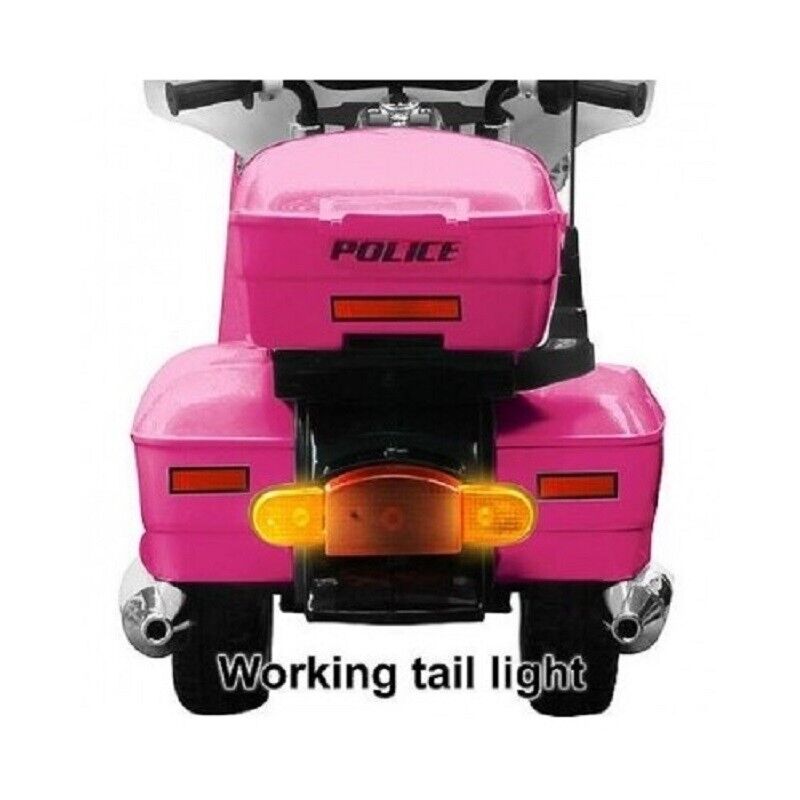 12V Pink Electric Police Motorcycle Toy for Kids - Battery Powered Ride-On Bike