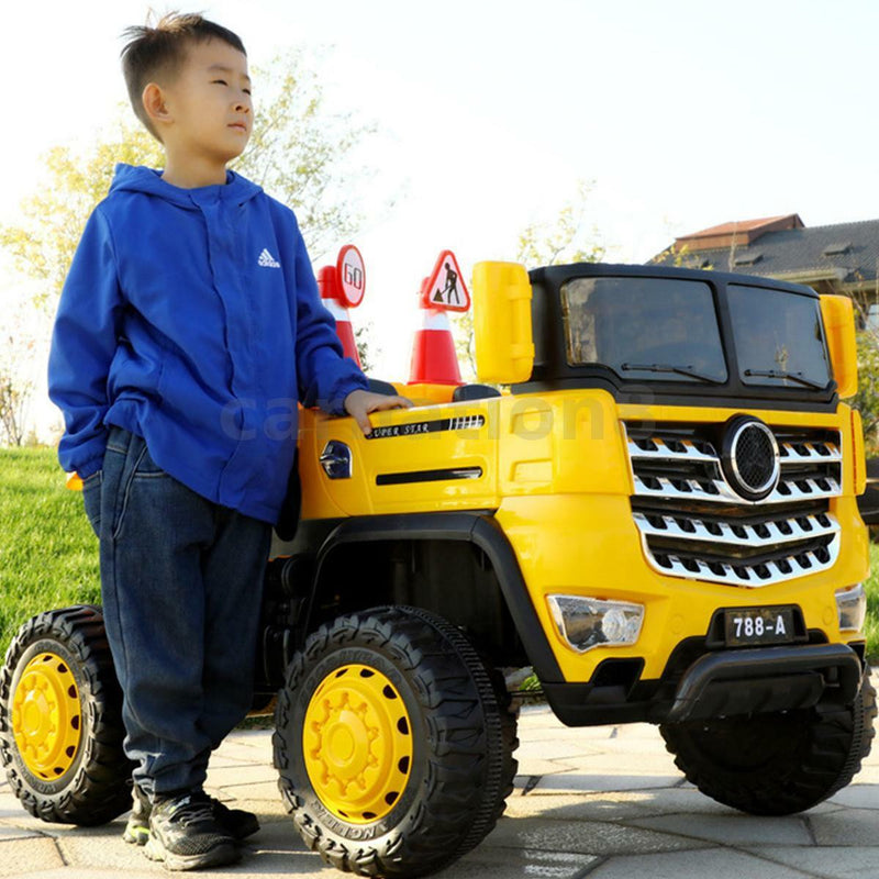 12V Four-wheel Drive Construction Truck 2.4G Remote Control/App Control Children's Electric Ride On Vehicle