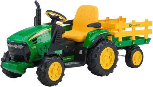 John Deere 12V Battery Powered Ride-On Tractor with Trailer for Kids