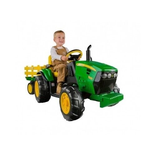 John Deere 12V Battery Powered Ride-On Tractor with Trailer for Kids