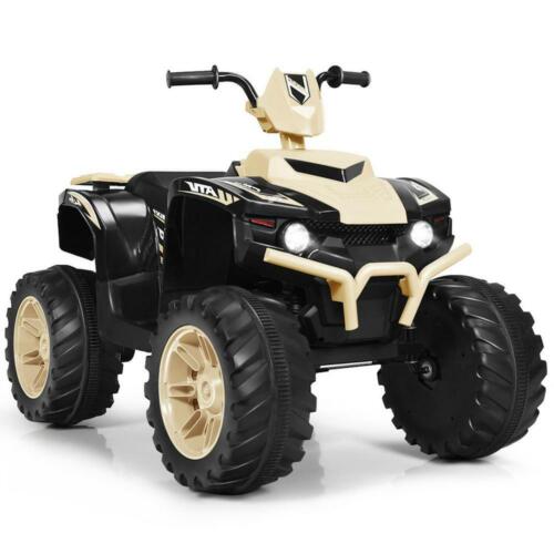 Yellow 12V Electric Ride-On Quad for Kids with Music and LED Lights