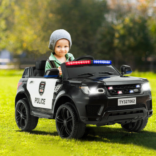 12V Kid Ride On Police Car with Parental Remote Control Red