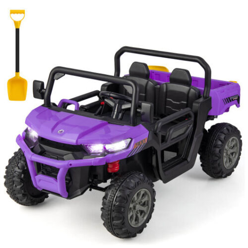 Sturdy 12V Children's Ride-On Pickup Truck Vehicle with Wireless Control and Double Seating - Violet