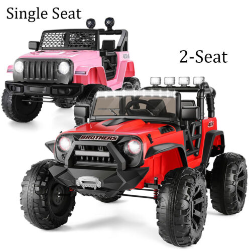 12V/24V Kids Ride-On Truck Car Jeep with LED Lights & Remote Control - 2 Sizes Available