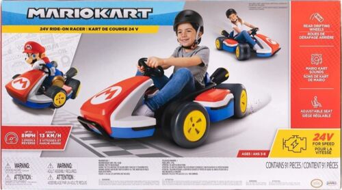 NEW Super Mario Kart 24V 3-Speed Drifting Ride-On Racer with Adjustable Seat and Sound Effects - Fast and Exciting