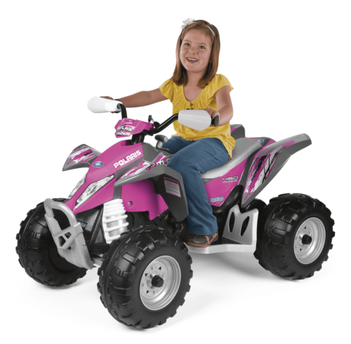 Peg Perego Polaris Outlaw Pink Electric Ride-On Quad 2-Speed 2.5 or 5 Mph 12V