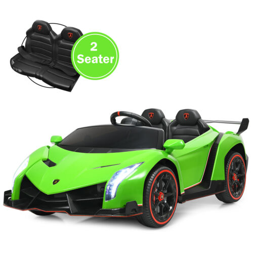 Licensed 12V Lamborghini Kids Ride On Car with RC & Swing Function - Green, 2-Seater