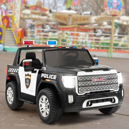 Kids Ride On Police Car with Seat Belts and Door Locks - 12V Electric Toy Vehicle