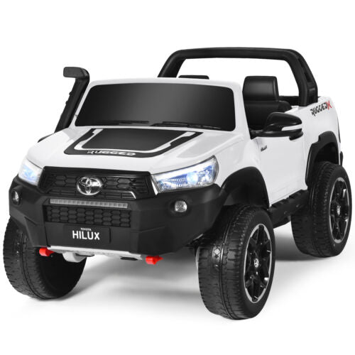 2-Seater 4WD Toyota Hilux Ride On Truck with Remote Control - Licensed, 12V, White