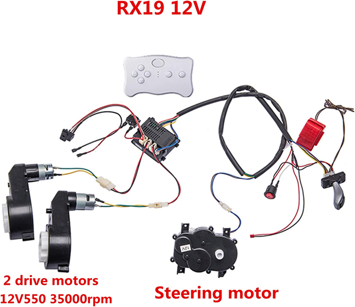 weelye Kids Ride On Car 12V DIY Modified Harness Complete Set of Remote Control Circuit Borad Wires Switch Gearbox with Motors Children Electric Ride